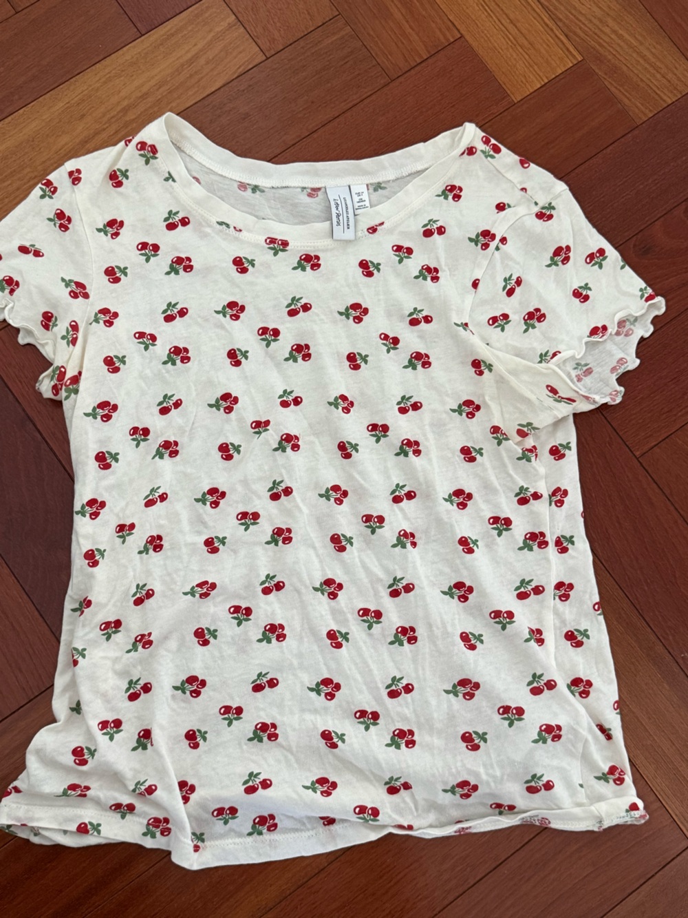 & Other Stories White Tee with Red Cherry Print